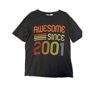 Awesome Since 2001 Large short sleeve tshirt gift birthday black‎ Mens Unisex